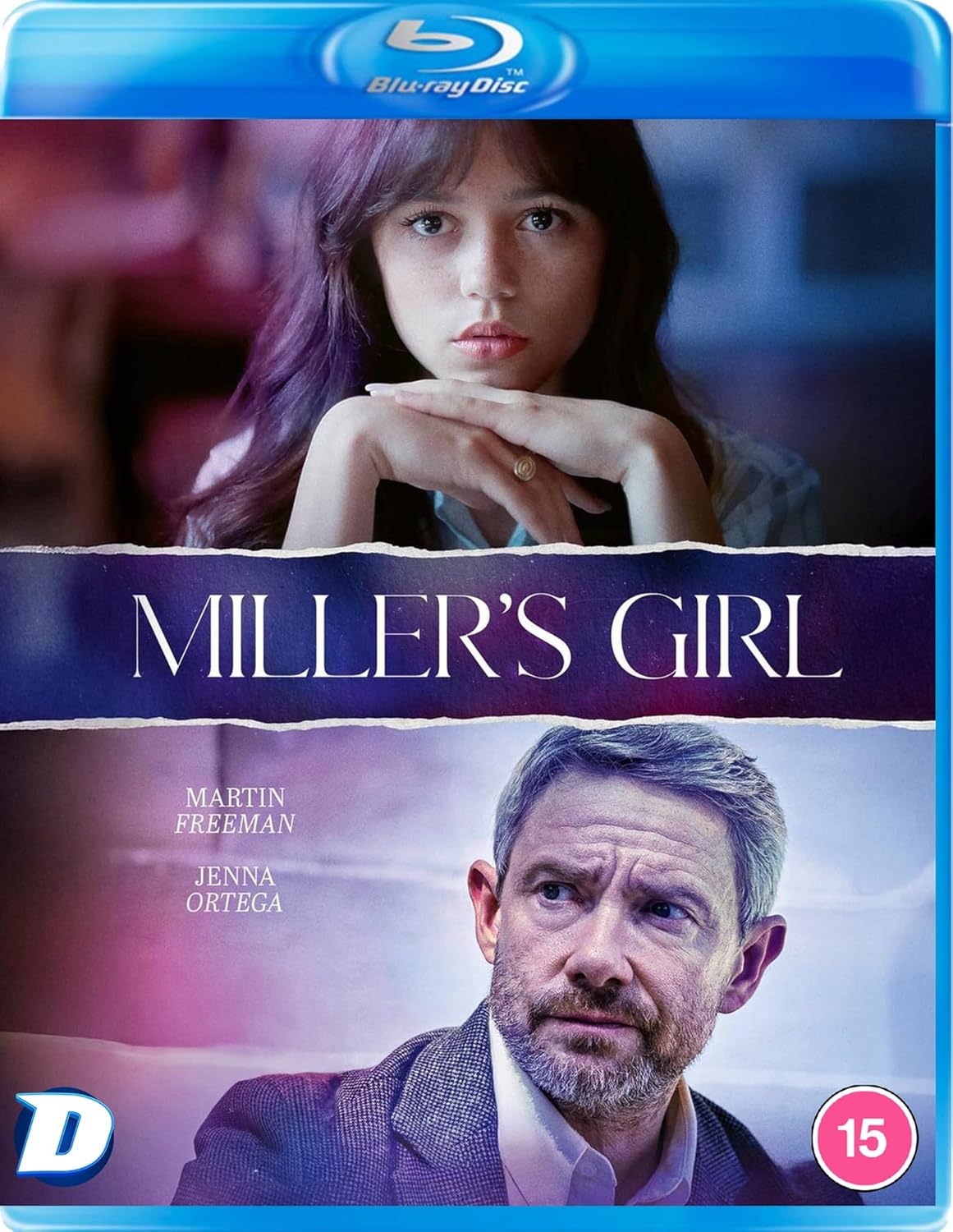 Miller's Girl" Blu-ray cover featuring Jenna Ortega and Martin Freeman.