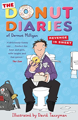 Book cover illustration of a boy sitting on a toilet eating a donut.