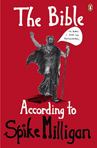 Red book cover with illustration of a man and text: “The Bible According to Spike Milligan.”