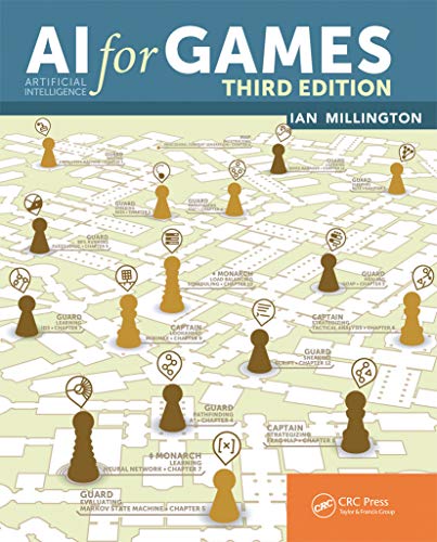 Book cover for "AI for Games, Third Edition" with game pieces on a map.