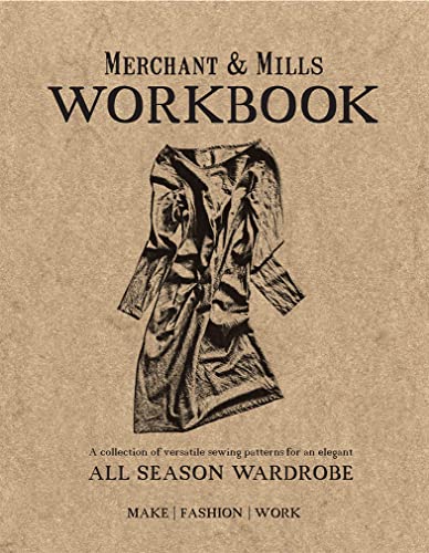 Tan workbook cover with sketched dress and "Merchant & Mills Workbook" text.