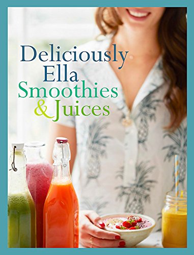 Book cover with woman, smoothies, and juices in glass bottles and bowls.