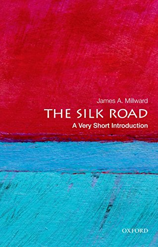 Book cover: “The Silk Road” with red and blue textured background.