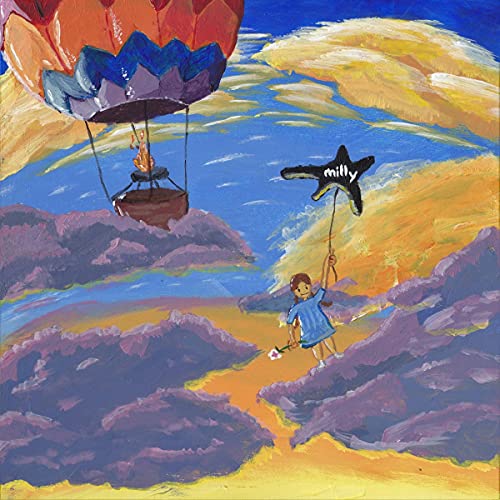 Painted album cover featuring a hot air balloon, star, and girl.