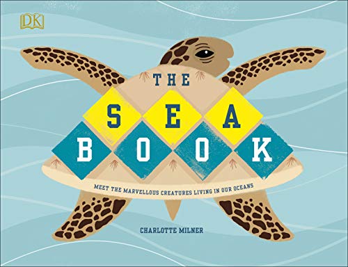 Book cover featuring a turtle shaped from letter blocks, titled "The Sea Book".