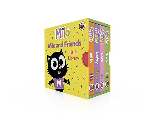 Yellow boxed set of four Milo and Friends early reader books with a cat.