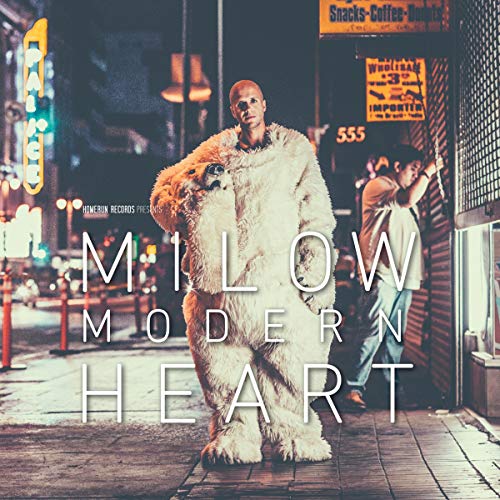 CD cover for Milow’s “Modern Heart” featuring a man in a bear suit.