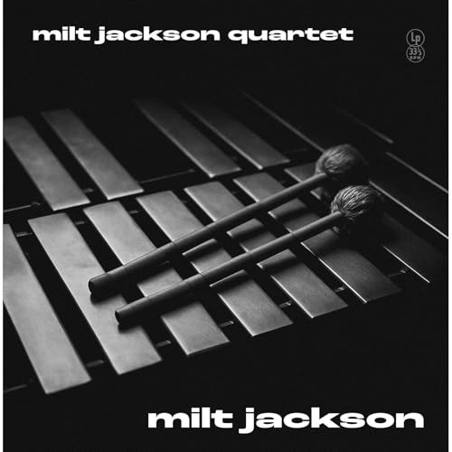 Black and white album cover featuring a vibraphone and text: "Milt Jackson Quartet".