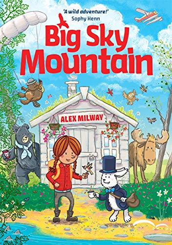 Children’s book cover with a girl, animals, and a cabin in nature.