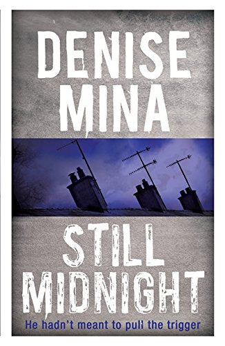 Book cover: "Still Midnight" by Denise Mina, with power lines and dark water.