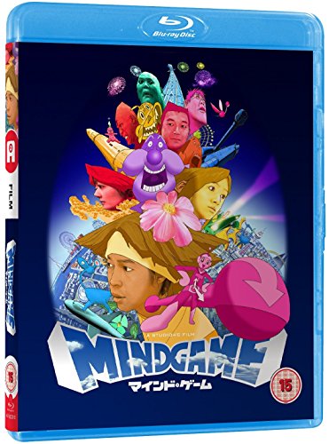 Blu-ray case for "Mind Game" featuring colorful, surreal animated characters.