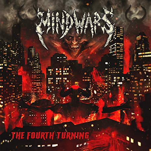 CD cover: demonic figure over burning city skyline, red and black tones.