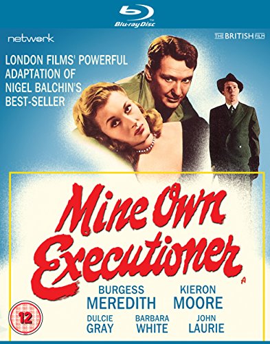 Blu-ray cover for “Mine Own Executioner” featuring three actors in a dramatic scene.