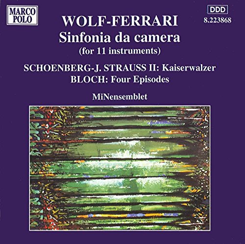 CD cover for classical music composers Wolf-Ferrari, Schoenberg, Strauss, and Bloch.