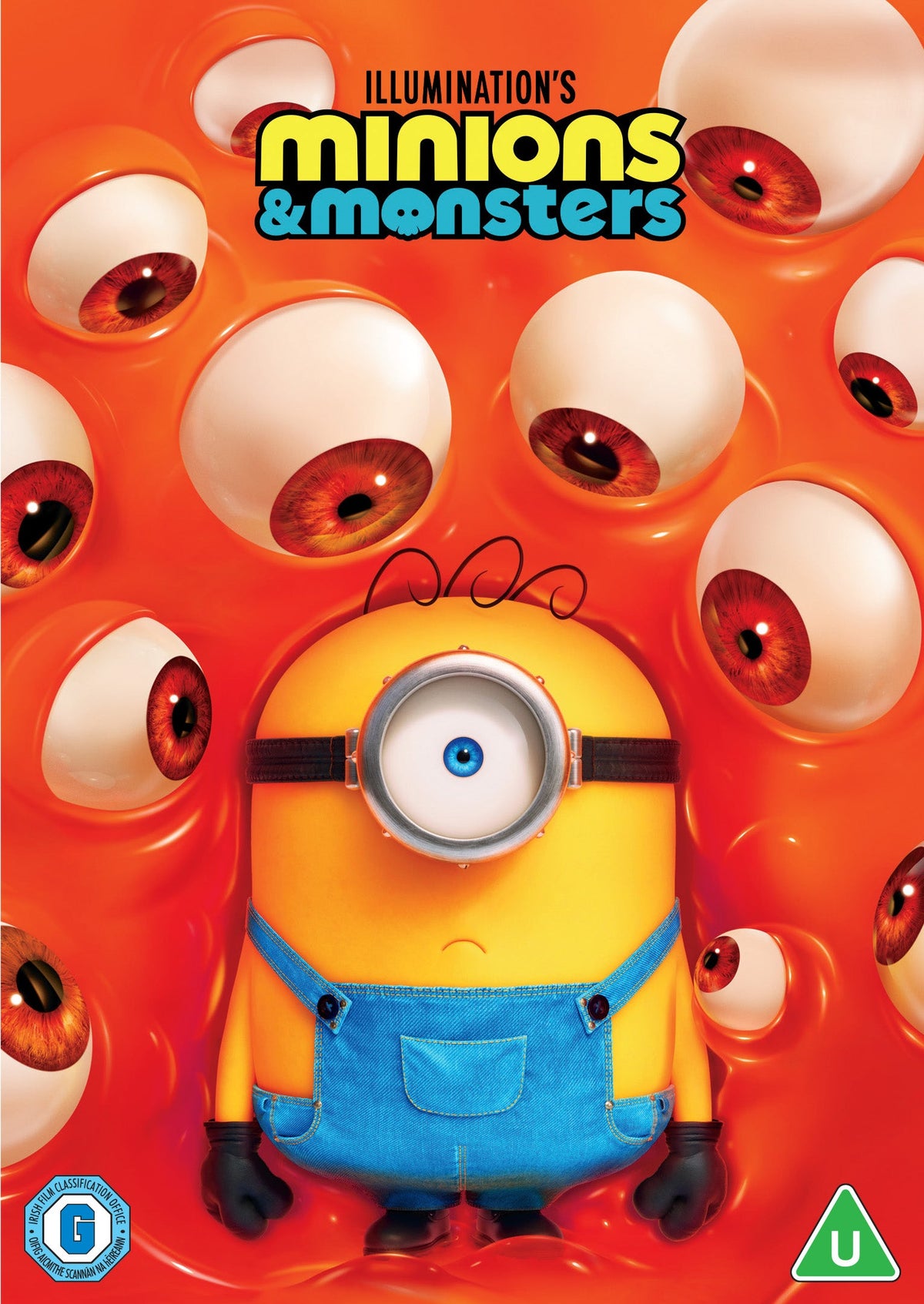 DVD cover for "Minions & Monsters" featuring a minion and monster eyes.