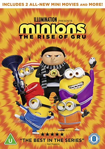 DVD cover for Minions: The Rise of Gru featuring Gru and four Minions.