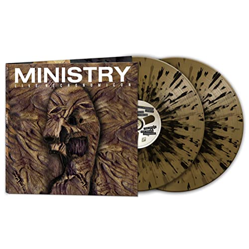 Ministry Live Necronomicon vinyl record with distressed face cover art.