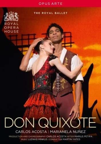 Ballet dancers in costume, embracing, with "Don Quixote" title overlay.