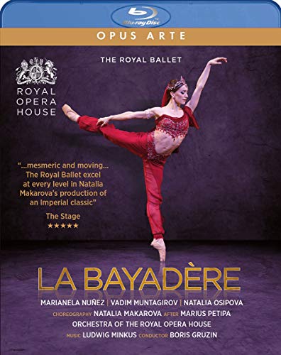 Blu-ray cover for "La Bayadère" featuring a ballerina in red costume.