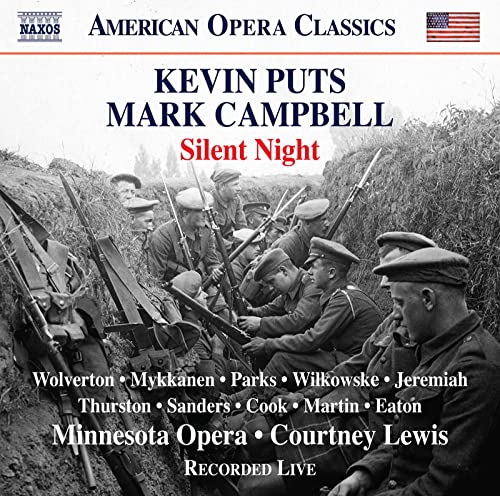CD cover featuring soldiers in a trench with text for the opera Silent Night.