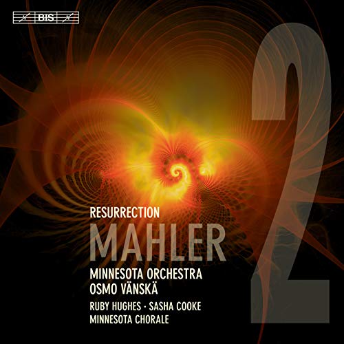 CD cover for Mahler’s Symphony No. 2, featuring fiery spiral imagery.