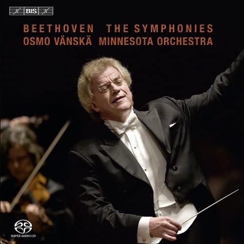 Conductor Osmo Vänskä leads the Minnesota Orchestra on this Beethoven symphonies CD cover.
