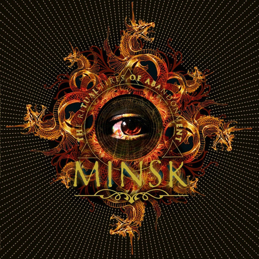 Album cover for MINSK featuring a golden dragon design and central eye.