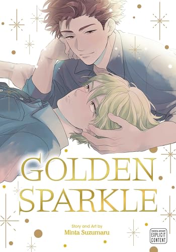 Two young men embracing, manga-style illustration for "Golden Sparkle.