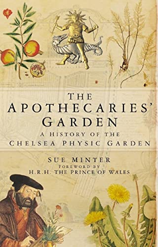 Book cover depicting botanical illustrations and historical figures, “The Apothecaries’ Garden.”