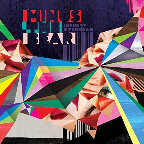 Minus the Bear album cover, “Infinity Overhead”, colorful geometric and facial collage.
