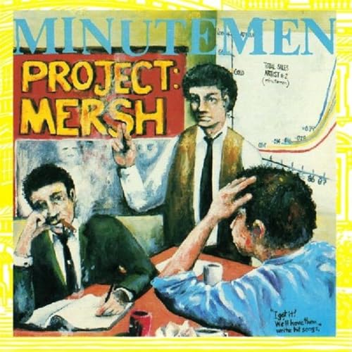 Album cover for Minutemen’s “Project Mersh” featuring illustrated men in a meeting.