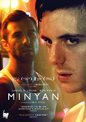 DVD cover for "Minyan" featuring two young men in close-up.