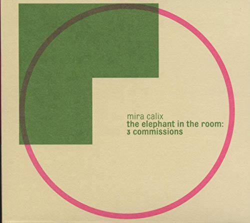CD cover with green block, pink circle, and text: "Mira Calix - Elephant In The Room".