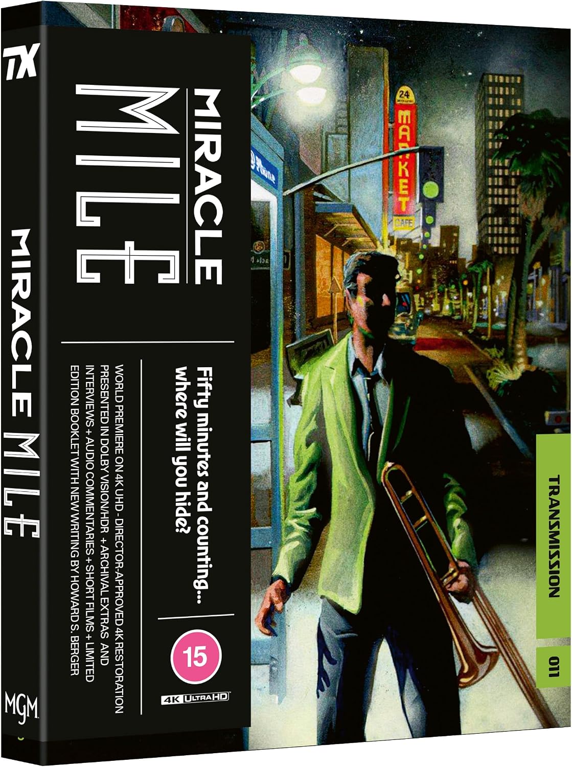 Blu-ray cover for "Miracle Mile" featuring a man running in a city street.