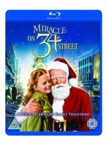 Miracle on 34th Street" Blu-ray case featuring Santa Claus and a young girl.
