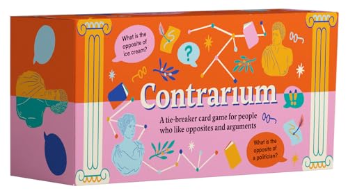 Red and pink game box with classical imagery and speech bubbles.