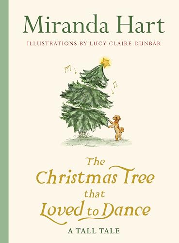 Book cover: watercolor illustration of a Christmas tree and a dog.