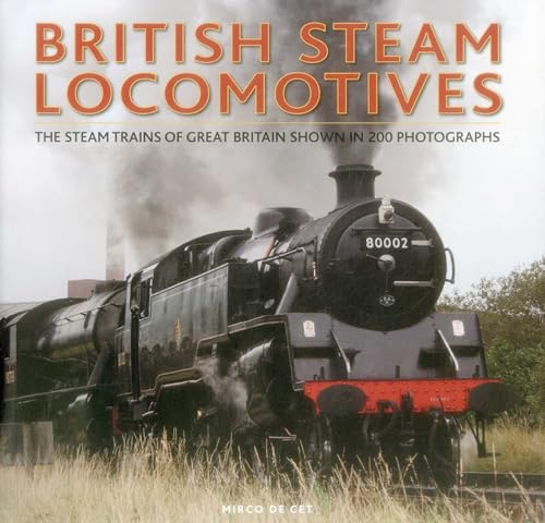 Book cover featuring a black steam locomotive emitting smoke, titled British Steam Locomotives.