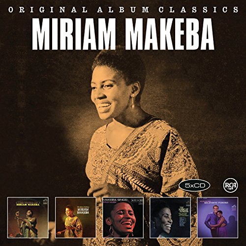 CD cover for Miriam Makeba’s “Original Album Classics” featuring her portrait.