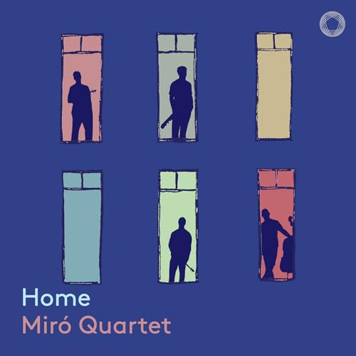 CD cover: Silhouettes of musicians at windows, blue background, text "Home".