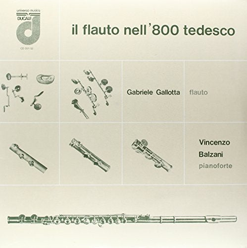 Vinyl record cover featuring illustrations of antique flutes and musicians’ names.