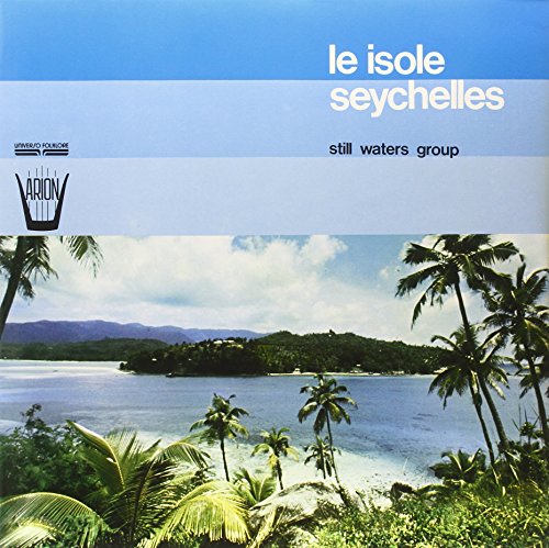 Vinyl record cover depicting a tropical Seychelles beach and palm trees.