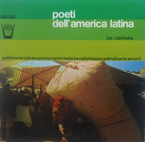 Vinyl record cover: "Poeti Dell'America Latina" with a crowd scene.