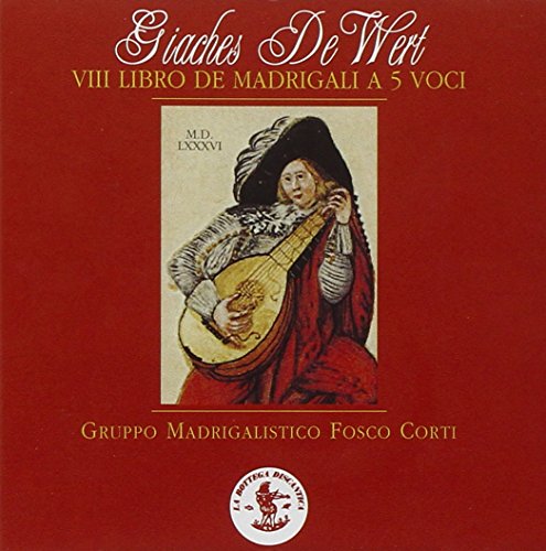 CD cover: portrait of a man with a lute, ornate text, red background.