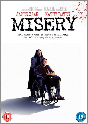 “Misery” DVD cover featuring James Caan in a wheelchair and Kathy Bates.