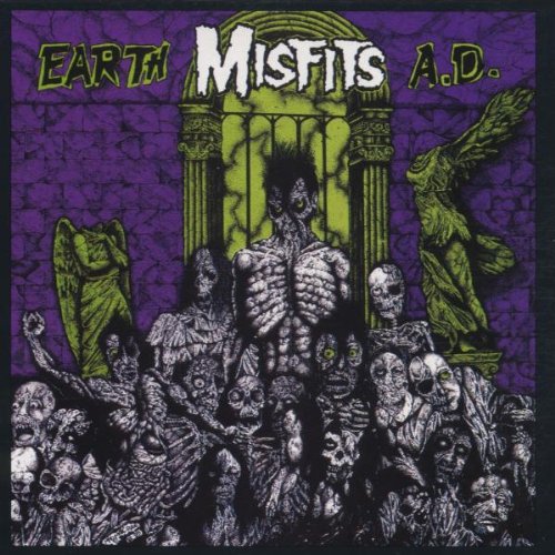 Misfits “Earth A.D.” album cover: gothic graveyard scene in purple and green.