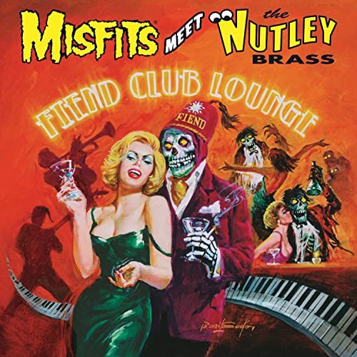 Album cover: Misfits Meet The Nutley Brass, featuring skeletons and a woman.