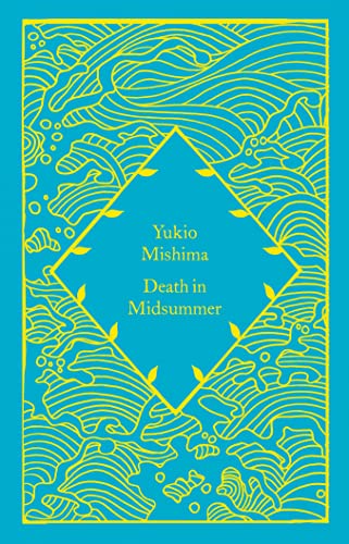 Book cover with yellow wave pattern and title “Death in Midsummer.”