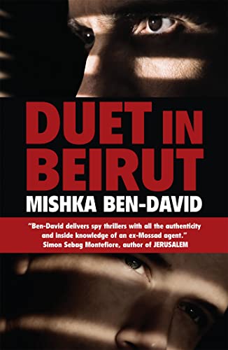 Book cover: "Duet in Beirut" with shadowed faces and red text.