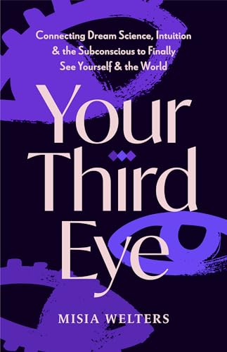 Book cover with purple text and an illustrated eye design.